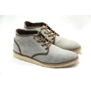 Generic Man Canvas Ankle Boots Mens 8.5 Gray Vibram Chucka Leather Round Toe